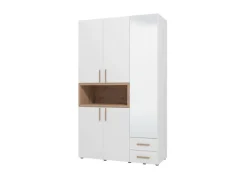 Home affaire Kleiderschrank »Donald, inklusive Kleiderstangen und Einlegeböden, FSC-zertifiziert« 134,5 oder 179cm breit, 227cm hoch und 56,5cm tief,In 2 Breiten, mit Spiegel und Schubladen, 1 offenes Fach in Holzoptik