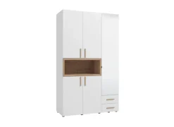 Home affaire Kleiderschrank »Donald, inklusive Kleiderstangen und Einlegeböden, FSC-zertifiziert« 134,5 oder 179cm breit, 227cm hoch und 56,5cm tief,In 2 Breiten, mit Spiegel und Schubladen, 1 offenes Fach in Holzoptik
