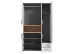 Home affaire Kleiderschrank »Donald, inklusive Kleiderstangen und Einlegeböden, FSC-zertifiziert« 134,5 oder 179cm breit, 227cm hoch und 56,5cm tief,In 2 Breiten, mit Spiegel und Schubladen, 1 offenes Fach in Holzoptik