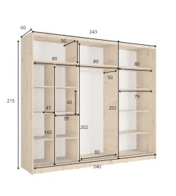 Home affaire Kleiderschrank »VILLEFRANCHE modern mit viel Stauraum, Fächer & Kleiderstange, Spiegel« Garderobe in 3 Breiten (155, 205, 248 cm), erhältlich in 3 Farben