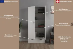 Home affaire Kleiderschrank »Space Drehtürenschrank, Aufbewahrung Kasten Schrank Stauraum« 2 Türen, 3 Einlegeböden und 1 breite Schublade, Breite 79 cm