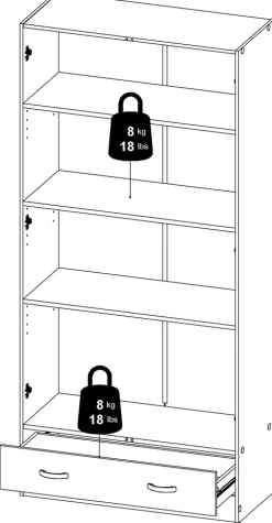 Home affaire Kleiderschrank »Space Drehtürenschrank, Aufbewahrung Kasten Schrank Stauraum« 2 Türen, 3 Einlegeböden und 1 breite Schublade, Breite 79 cm
