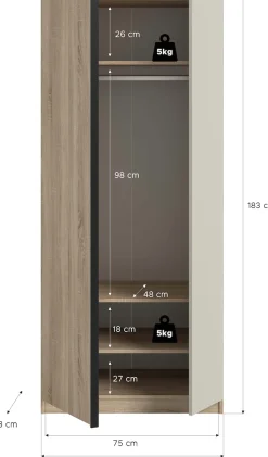 Home affaire Kleiderschrank »BENDINGO, Schlafzimmerschrank, Schrank, Garderobenschrank« OTTO BESTSELLER, Garderobe & Schlafzimmer,Breite 80cm, weiß, 2-türig, inkl. 1 Kleiderstange und 3 Ablageboden