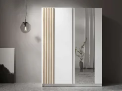 Home affaire Kleiderschrank »Kleiderschrank Charisy mit Spiegel, 4 Einlegeböden und Kleiderstange« Garderobe mit 2 Schwebetüren und Lamellen, B/H/T150/198,5/62 cm