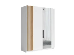 Home affaire Kleiderschrank »Kleiderschrank Charisy mit Spiegel, 4 Einlegeböden und Kleiderstange« Garderobe mit 2 Schwebetüren und Lamellen, B/H/T150/198,5/62 cm