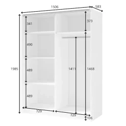 Home affaire Kleiderschrank »Kleiderschrank Charisy mit Spiegel, 4 Einlegeböden und Kleiderstange« Garderobe mit 2 Schwebetüren und Lamellen, B/H/T150/198,5/62 cm