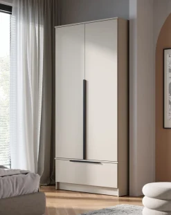 Home affaire Kleiderschrank »Spirit Kleiderschrank mit Schublade und Stauraum« Mit schwarzen Metallgriffen und 2 Kleiderstangen