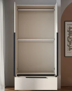 Home affaire Kleiderschrank »Spirit Kleiderschrank mit Schublade und Stauraum« Mit schwarzen Metallgriffen und 2 Kleiderstangen
