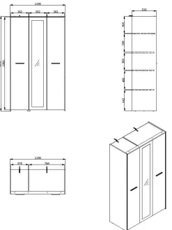 Home affaire Kleiderschrank »Varadero, 2 moderne Farbkombinationen mit schwarzen Griffen« mit 1 Spiegeltür, in den Breiten 119 und 157cm, FSC-zertifiziert