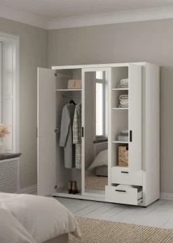 Home affaire Kleiderschrank »Mira Kleiderschrank mit 2 Türen, Spiegeltür & 2 Schubladen« 2 Türen und 1 Spiegeltür für mehr Komfort