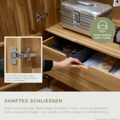 Home affaire Kleiderschrank »Ambroise aus Wildeiche, erhältlich in verschiedenen Breiten« Massivholz-Kleiderschrank, im 50 cm Raster planbar
