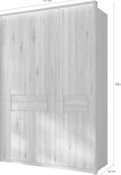 Home affaire Kleiderschrank »Ambroise, aus Wildeiche, inkl. Passepartout« Massivholz-Kleiderschrank, im 50 cm Raster planbar