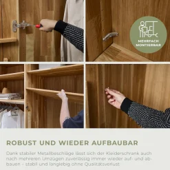 Home affaire Kleiderschrank »Ambroise, aus Wildeiche, inkl. Passepartout« Massivholz-Kleiderschrank, im 50 cm Raster planbar
