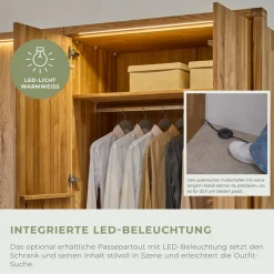 Home affaire Kleiderschrank »Ambroise, aus Wildeiche, inkl. Passepartout« Massivholz-Kleiderschrank, im 50 cm Raster planbar