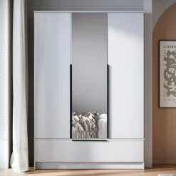 Home affaire Kleiderschrank »Spirit Kleiderschrank mit Spiegel, Schublade und 2 Kleiderstangen« Mit schwarzen Metallgriffen – viel Stauraum und flexible Aufteilung