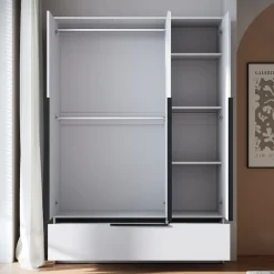 Home affaire Kleiderschrank »Spirit Kleiderschrank mit Spiegel, Schublade und 2 Kleiderstangen« Mit schwarzen Metallgriffen – viel Stauraum und flexible Aufteilung