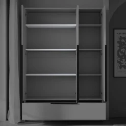 Home affaire Kleiderschrank »Spirit Kleiderschrank mit Spiegel, Schublade und 2 Kleiderstangen« Mit schwarzen Metallgriffen – viel Stauraum und flexible Aufteilung