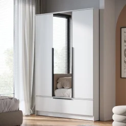 Home affaire Kleiderschrank »Spirit Kleiderschrank mit Spiegel, Schublade und 2 Kleiderstangen« Mit schwarzen Metallgriffen – viel Stauraum und flexible Aufteilung