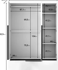 Home affaire Kleiderschrank »Spirit Kleiderschrank mit Spiegel, Schublade und 2 Kleiderstangen« Mit schwarzen Metallgriffen – viel Stauraum und flexible Aufteilung