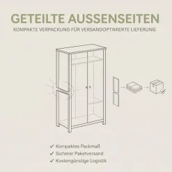 Home affaire Kleiderschrank »BJÖRNEBORG, Schlafzimmerschrank, Garderobe, Schrank« inklusive Wechselblende in anthrazit und Artisan Eiche Nachbildung,Breite 80cm, Kleiderstange, 2 Böden