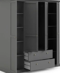 Home affaire Kleiderschrank »Paris im Landhausstil mit viel Stauraum, B/HT ca. 180x200x65 cm« 4 Türen, Böden, Stange & Schubladen für optimale Ordnung