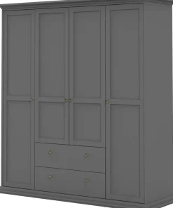 Home affaire Kleiderschrank »Paris im Landhausstil mit viel Stauraum, B/HT ca. 180x200x65 cm« 4 Türen, Böden, Stange & Schubladen für optimale Ordnung