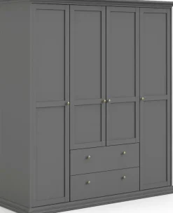 Home affaire Kleiderschrank »Paris im Landhausstil mit viel Stauraum, B/HT ca. 180x200x65 cm« 4 Türen, Böden, Stange & Schubladen für optimale Ordnung