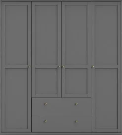 Home affaire Kleiderschrank »Paris im Landhausstil mit viel Stauraum, B/HT ca. 180x200x65 cm« 4 Türen, Böden, Stange & Schubladen für optimale Ordnung