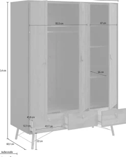 Home affaire Kleiderschrank »RY« mit 3 Türen und 3 Schubladen, Breite/Höhe 150/200 cm