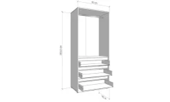 Home affaire Kleiderschrank »Corbet Schlafzimmerschrank, Drehtürenschrank,Wäscheschrank« 93 cm breit, 3x Schubladen, Kleiderstange, ABS schutzkanten