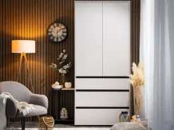 Home affaire Kleiderschrank »Corbet Schlafzimmerschrank, Drehtürenschrank,Wäscheschrank« 93 cm breit, 3x Schubladen, Kleiderstange, ABS schutzkanten