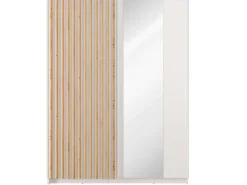 Home affaire Kleiderschrank »Kleiderschrank Camden mit Spiegel, 4 Einlegeböden und Kleiderstange« Garderobe mit 2 Schwebetüren und Lamellen, BxHxT 150,5x198,5x61,6 cm