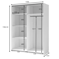 Home affaire Kleiderschrank »Kleiderschrank Camden mit Spiegel, 4 Einlegeböden und Kleiderstange« Garderobe mit 2 Schwebetüren und Lamellen, BxHxT 150,5x198,5x61,6 cm