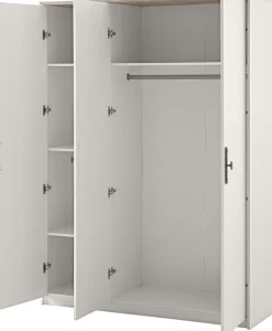 Home affaire Kleiderschrank »LiLLE, Drehtürenschrank im Landhausstil, Schrank mit Metallgriffen« viel Stauraum, mit Kleiderstange u Einlegeböden, vielseitig einsetzbar