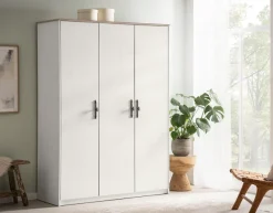 Home affaire Kleiderschrank »LiLLE, Drehtürenschrank im Landhausstil, Schrank mit Metallgriffen« viel Stauraum, mit Kleiderstange u Einlegeböden, vielseitig einsetzbar
