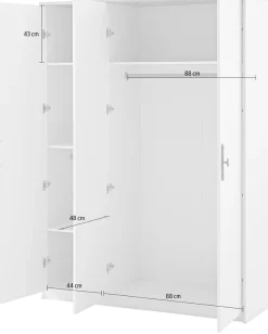 Home affaire Kleiderschrank »LiLLE, Drehtürenschrank im Landhausstil, Schrank mit Metallgriffen« viel Stauraum, mit Kleiderstange u Einlegeböden, vielseitig einsetzbar