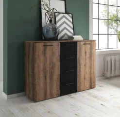 Home affaire Kombikommode »BetaBreite 132 cm, zeitlose Schubladenkommode, Anrichte« Sideboard, viel Stauraum, 2-türig 4 Schubladen, 132x38x93cm