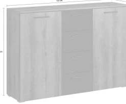 Home affaire Kombikommode »BetaBreite 132 cm, zeitlose Schubladenkommode, Anrichte« Sideboard, viel Stauraum, 2-türig 4 Schubladen, 132x38x93cm