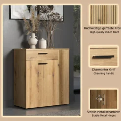 Home affaire Kommode »Amrum« 1 Stk. tlg. Schuhschrank 2 Türen & 1 Vollauszug Schublade - (B/T/H) 80/36/89 cm