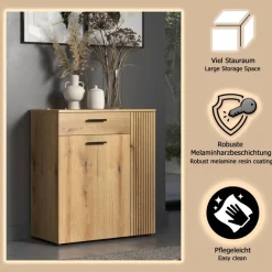 Home affaire Kommode »Amrum« 1 Stk. tlg. Schuhschrank 2 Türen & 1 Vollauszug Schublade - (B/T/H) 80/36/89 cm