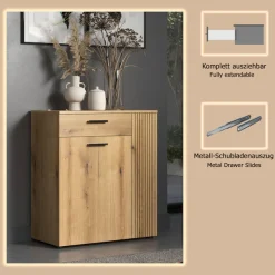 Home affaire Kommode »Amrum« 1 Stk. tlg. Schuhschrank 2 Türen & 1 Vollauszug Schublade - (B/T/H) 80/36/89 cm