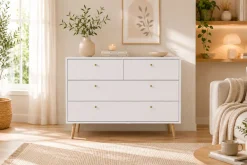 Home affaire Kommode »Bodo, Aufbewahrung, Schubladenschrank, Stauraum, modern, Breite 99 cm« 4 Schubladen, Weiß oder Schwarz, Beine und Griffe aus Echtholz