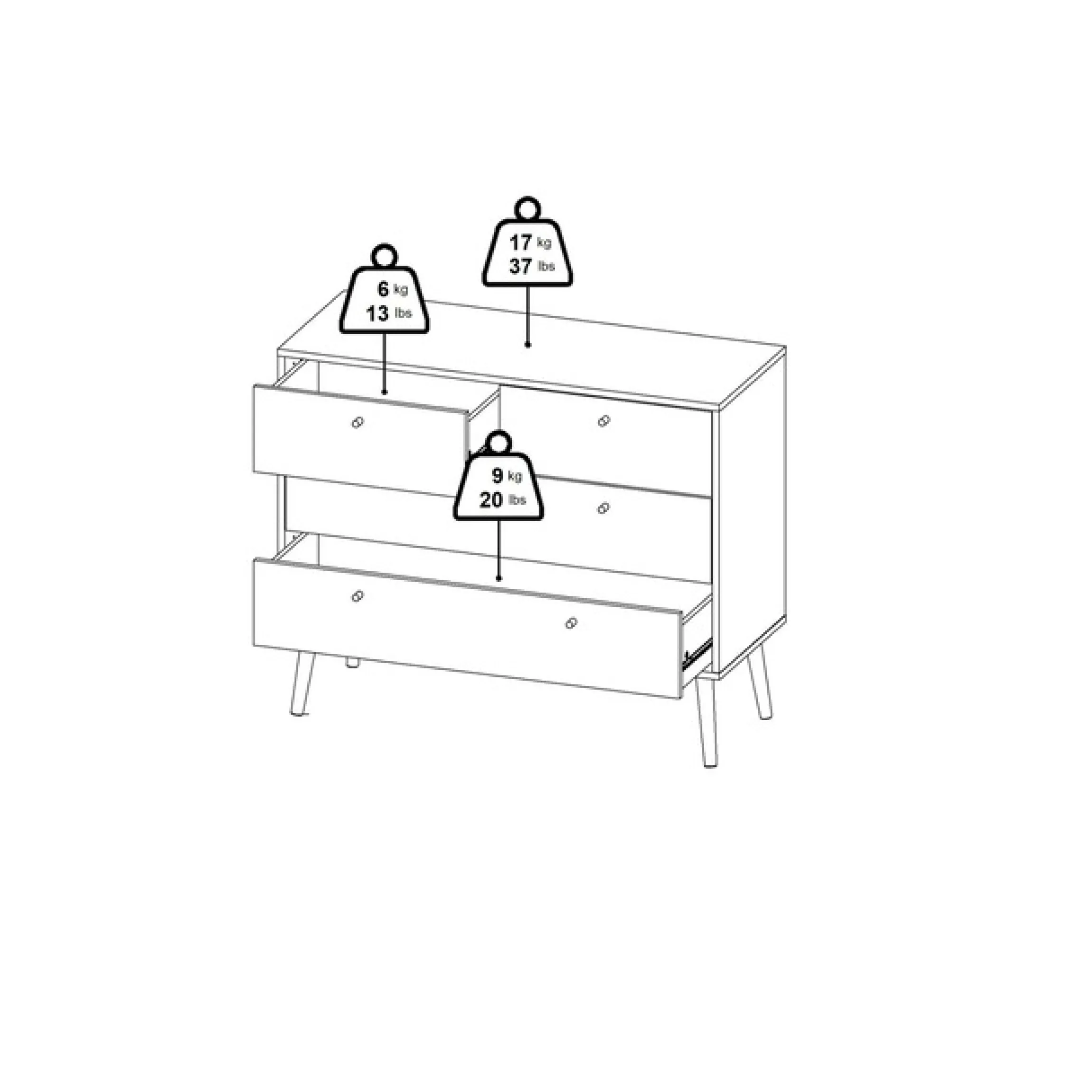 Home affaire Kommode »Bodo, Aufbewahrung, Schubladenschrank, Stauraum, modern, Breite 99 cm« 4 Schubladen, Weiß oder Schwarz, Beine und Griffe aus Echtholz