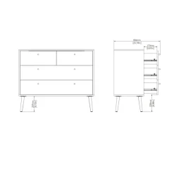 Home affaire Kommode »Bodo, Aufbewahrung, Schubladenschrank, Stauraum, modern, Breite 99 cm« 4 Schubladen, Weiß oder Schwarz, Beine und Griffe aus Echtholz
