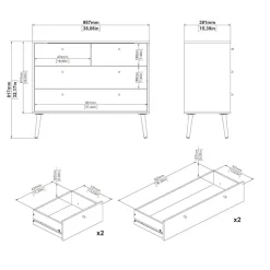 Home affaire Kommode »Bodo, Aufbewahrung, Schubladenschrank, Stauraum, modern, Breite 99 cm« 4 Schubladen, Weiß oder Schwarz, Beine und Griffe aus Echtholz