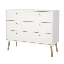 Home affaire Kommode »Bodo, Aufbewahrung, Schubladenschrank, Stauraum, modern, Breite 99 cm« 4 Schubladen, Weiß oder Schwarz, Beine und Griffe aus Echtholz