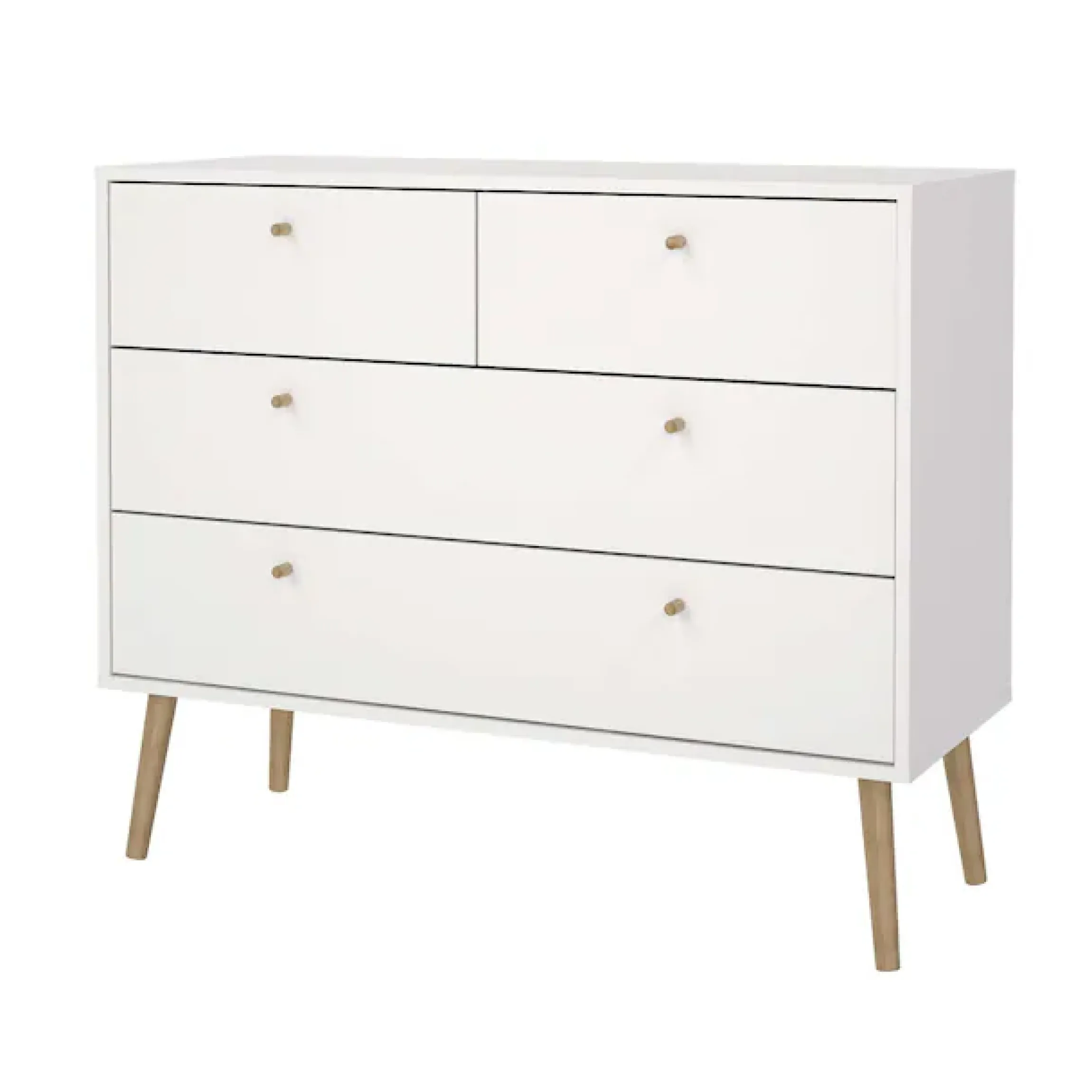 Home affaire Kommode »Bodo, Aufbewahrung, Schubladenschrank, Stauraum, modern, Breite 99 cm« 4 Schubladen, Weiß oder Schwarz, Beine und Griffe aus Echtholz