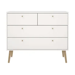 Home affaire Kommode »Bodo, Aufbewahrung, Schubladenschrank, Stauraum, modern, Breite 99 cm« 4 Schubladen, Weiß oder Schwarz, Beine und Griffe aus Echtholz