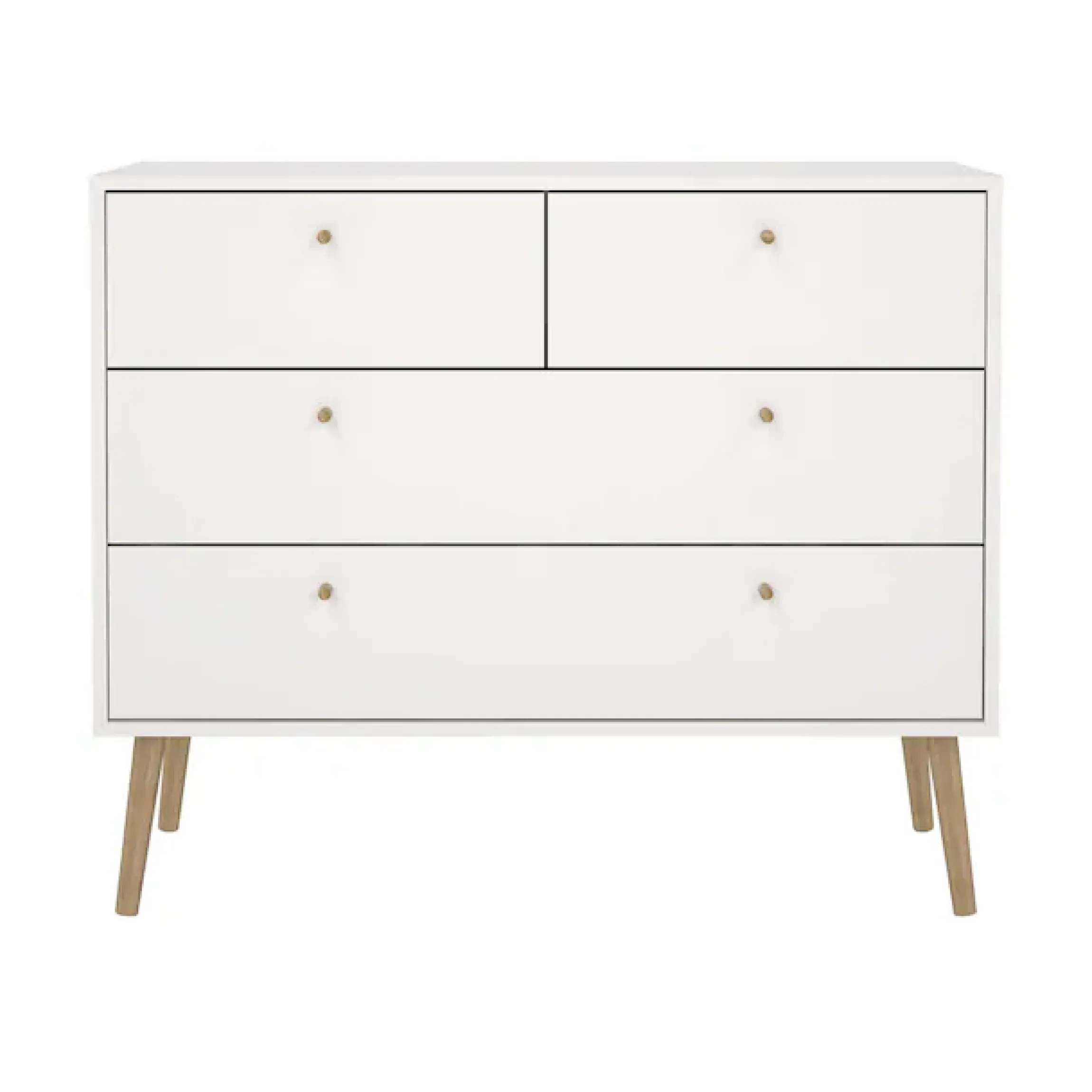 Home affaire Kommode »Bodo, Aufbewahrung, Schubladenschrank, Stauraum, modern, Breite 99 cm« 4 Schubladen, Weiß oder Schwarz, Beine und Griffe aus Echtholz