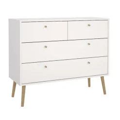 Home affaire Kommode »Bodo, Aufbewahrung, Schubladenschrank, Stauraum, modern, Breite 99 cm« 4 Schubladen, Weiß oder Schwarz, Beine und Griffe aus Echtholz